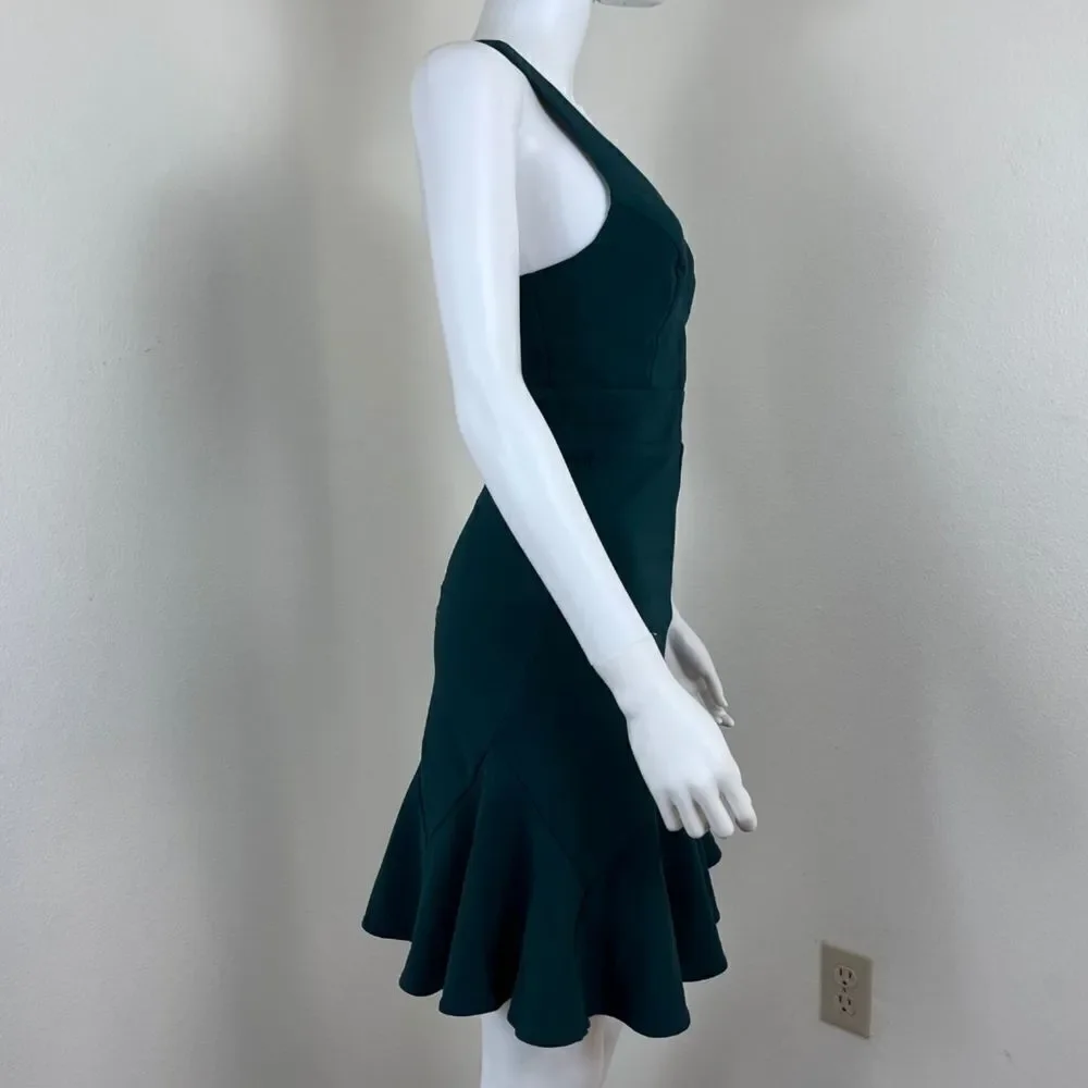 Lulus Sweet Expectation Women Size S Green Ruffle Peplum Bodycon Mini NEW Dress - Picture 10 of 17